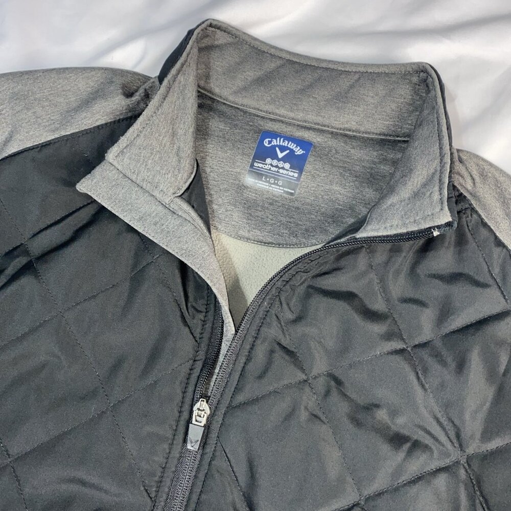 Callaway Golf Weather Series Jacket Men Size L Gray Black Full Zip Quilted